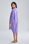 Shop_Terra Luna_Purple 100% Linen Print Polka Collar Lunar Shirt Dress _at_Aza_Fashions