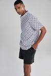 Terra Luna_Blue 100% Organic Handloom Oxford Cotton Woven Comet Check Pattern T-shirt _Online_at_Aza_Fashions