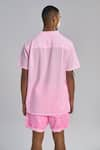 Shop_Terra Luna_Pink 100% Organic Handloom Oxford Cotton Woven Pinstripe Aurora Pattern T-shirt _at_Aza_Fashions