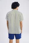 Shop_Terra Luna_Blue 100% Organic Handloom Oxford Cotton Woven Stripe Cabana Pattern T-shirt _at_Aza_Fashions