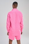 Shop_Terra Luna_Pink 100% Linen Woven Lunar Polka Pattern Shirt _at_Aza_Fashions