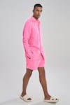 Terra Luna_Pink 100% Linen Woven Lunar Polka Pattern Shirt _Online_at_Aza_Fashions