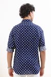 Shop_Terra Luna_Blue 100% Linen Woven Lunar Polka Pattern Shirt _at_Aza_Fashions