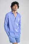 Buy_Terra Luna_Sky Blue 100% Organic Handloom Oxford Cotton Lunar Polka Summer Shirt _at_Aza_Fashions