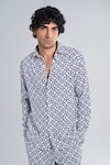 Buy_Terra Luna_Blue 100% Organic Handloom Oxford Cotton Comet Check Pattern Shirt _at_Aza_Fashions