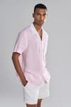 Terra Luna_Pink 100% Linen Pinstripes Shirt _Online_at_Aza_Fashions