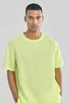 Terra Luna_Yellow 100% Linen Plain T-shirt _Online_at_Aza_Fashions