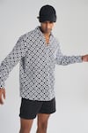 Buy Terra Luna Black Cotton The Mystical Popover Geometric Pattern Shirt at Aza Fashions Buy_Terra Luna_Black Cotton The Mystical Popover Geometric Pattern Shirt _at_Aza_Fashions