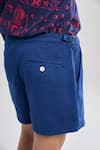 Shop_Terra Luna_Blue 100% Organic Handloom Oxford Cotton Solid The Chino Vacay Shorts _at_Aza_Fashions