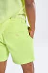 Shop_Terra Luna_Yellow 100% Organic Handloom Oxford Cotton Plain Shorts _at_Aza_Fashions