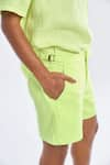 Terra Luna_Yellow 100% Organic Handloom Oxford Cotton Plain Shorts _Online_at_Aza_Fashions