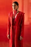 Pankaj & Nidhi_Red Tulle + Silk Organza Embellished The Xv Conquistador Jacket  _Online_at_Aza_Fashions