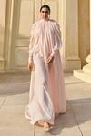 Shop_Pankaj & Nidhi_Pink Georgette + Organza The Xv Cowl Draped Cascade Cape  _at_Aza_Fashions