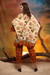 Shop_Capisvirleo_Orange Cotton Printed Checkered Lapel Oakwood Boho Shirt And Pant Set  _at_Aza_Fashions