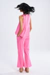 Buy_Terra Luna_Pink 100% Organic Handloom Cotton Printed Lunar Polka Dot Flared Pant _at_Aza_Fashions