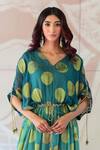 Shop_Farha Syed_Green Brocade, Georgette, Taffeta Cut Work, Floral Pattern Kaftan Dress _at_Aza_Fashions