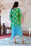 Farha Syed_Green Banarasi Georgette Embroidery Floral V Zardozi Placement Kaftan Dress _Online_at_Aza_Fashions