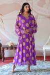 Buy Farha Syed Purple Georgette, Taffeta Embroidery, Cut Work V-neck Flower Woven Kaftan Dress at Aza Fashions Buy_Farha Syed_Purple Georgette, Taffeta Embroidery, Cut Work V-neck Flower Woven Kaftan Dress _at_Aza_Fashions