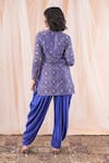 Shop_Farha Syed_Blue Jacket Banarasi Brocade Woven Floral Band Collar And Dhoti Pant Set _at_Aza_Fashions