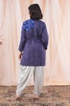 Shop_Farha Syed_Blue Jacket Tussar Ghicha Silk Embroidery Resham Band Work And Dhoti Pant Set_at_Aza_Fashions