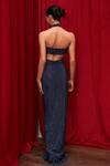 Shop_Itrh_Blue Net Embellished Crystal Halter Shimmer Slit Gown  _at_Aza_Fashions