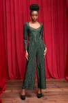 Buy_Itrh_Green Italian Crepe Embellished Crystal Sweetheart Verde Jumpsuit  _at_Aza_Fashions