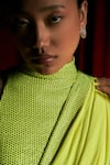 Itrh_Yellow Jersey Neon Prism Dazzle Pre-draped Saree With Bodysuit _Online_at_Aza_Fashions
