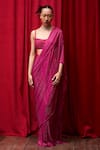 Buy_Itrh_Magenta Net Embellished Crystal Magic Pre-stitched Saree With Blouse  _Online_at_Aza_Fashions