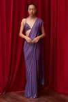 Buy_Itrh_Purple Net Embellished Crystal Orchid Pre-stitched Saree With Blouse _at_Aza_Fashions