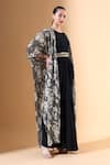 Buy_Aakaar x AZA_Foil Fabric Textured Sequin Cape Open Floral Pattern Dress Set _Online_at_Aza_Fashions