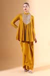 Buy_Aakaar x AZA_Yellow Cotton Silk Embellished Gota High Tunic And Draped Skirt Set _at_Aza_Fashions