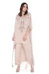 Buy_Payal Singhal_Pink Georgette Embroidered Mukaish V Neck Floral Kaftan And Jogger Set _at_Aza_Fashions