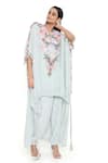 Buy_Payal Singhal_Blue Georgette Embroidered Floral Tasseled Kaftan And Jogger Set _at_Aza_Fashions