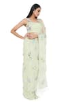 Buy_Payal Singhal_Green Crepe Embroidered Floral Work Pre-draped Saree With Blouse _Online_at_Aza_Fashions