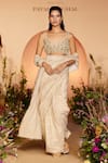 Buy_Payal Singhal_Off White Georgette Sweetheart Tissue Saree With Embellished Blouse _at_Aza_Fashions