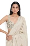 Buy_Payal Singhal_Off White Georgette Sweetheart Tissue Saree With Embellished Blouse  