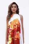 Buy_Studio Moda India_White 100% Cotton Printed Tree Halter The Fall Gathered Dress  _Online_at_Aza_Fashions