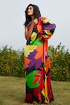 Buy_Studio Moda India_Multi Color Bemberg Printed Abstract One Shoulder The Meredith Dress _at_Aza_Fashions