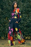 Buy_Studio Moda India_Black Bemberg Printed Floral Collar The Sienna Shirt And Pant Set _at_Aza_Fashions