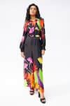 Studio Moda India_Black Bemberg Printed Floral Collar The Sienna Shirt And Pant Set _Online_at_Aza_Fashions