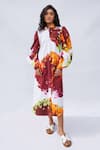 Studio Moda India_Multi Color 100% Cotton Printed Tree Collar The Canela Dress  _Online_at_Aza_Fashions