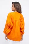 Shop_Studio Moda India_Orange 100% Cotton Solid Round The Blaze Shirt  _at_Aza_Fashions