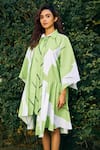 Buy_Studio Moda India_Green 100% Cotton Printed Abstract Collar The Annona Dress  _at_Aza_Fashions