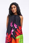 Buy_Studio Moda India_Multi Color Bemberg Printed Floral Halter The Auberon Dress _Online_at_Aza_Fashions