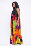 Shop_Studio Moda India_Multi Color Bemberg Printed Floral Halter The Auberon Dress _Online_at_Aza_Fashions
