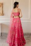 Shop_Paulmi And Harsh_Pink Lehenga Organza Blouse Cotton Silk Dupatta Net Tiered Print Set_at_Aza_Fashions