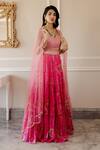 Paulmi And Harsh_Pink Lehenga Organza Blouse Cotton Silk Dupatta Net Tiered Print Set_Online_at_Aza_Fashions