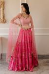 Buy_Paulmi And Harsh_Pink Lehenga Organza Blouse Cotton Silk Dupatta Net Tiered Print Set_Online_at_Aza_Fashions