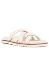 Vanilla Moon_White Plain Hadley Cross Strap Flats _Online_at_Aza_Fashions