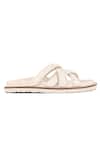 Buy_Vanilla Moon_White Plain Hadley Cross Strap Flats _Online_at_Aza_Fashions
